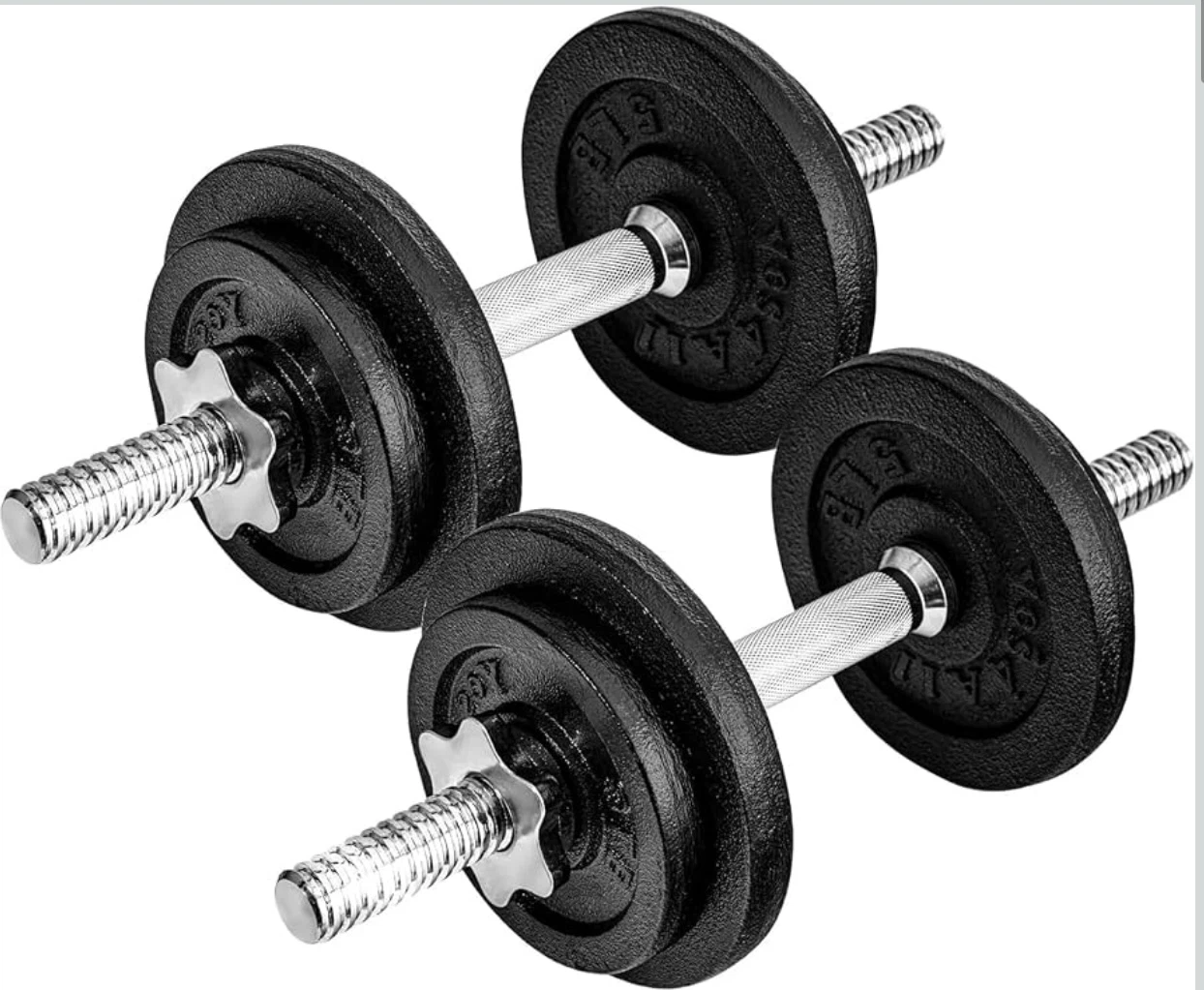 Brand New Yes4All 40 lb Adjustable Cast Iron Dumbbell Set Pair