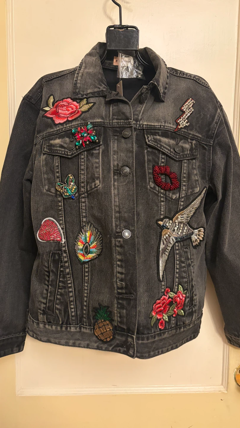 Sunset + Spring Beaded Patch Denim Jacket