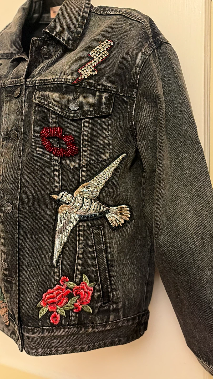 Sunset + Spring Beaded Patch Denim Jacket - photo 4