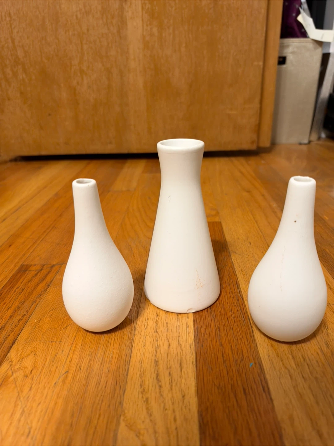 Set of 3 Minimalist White Bud Vases