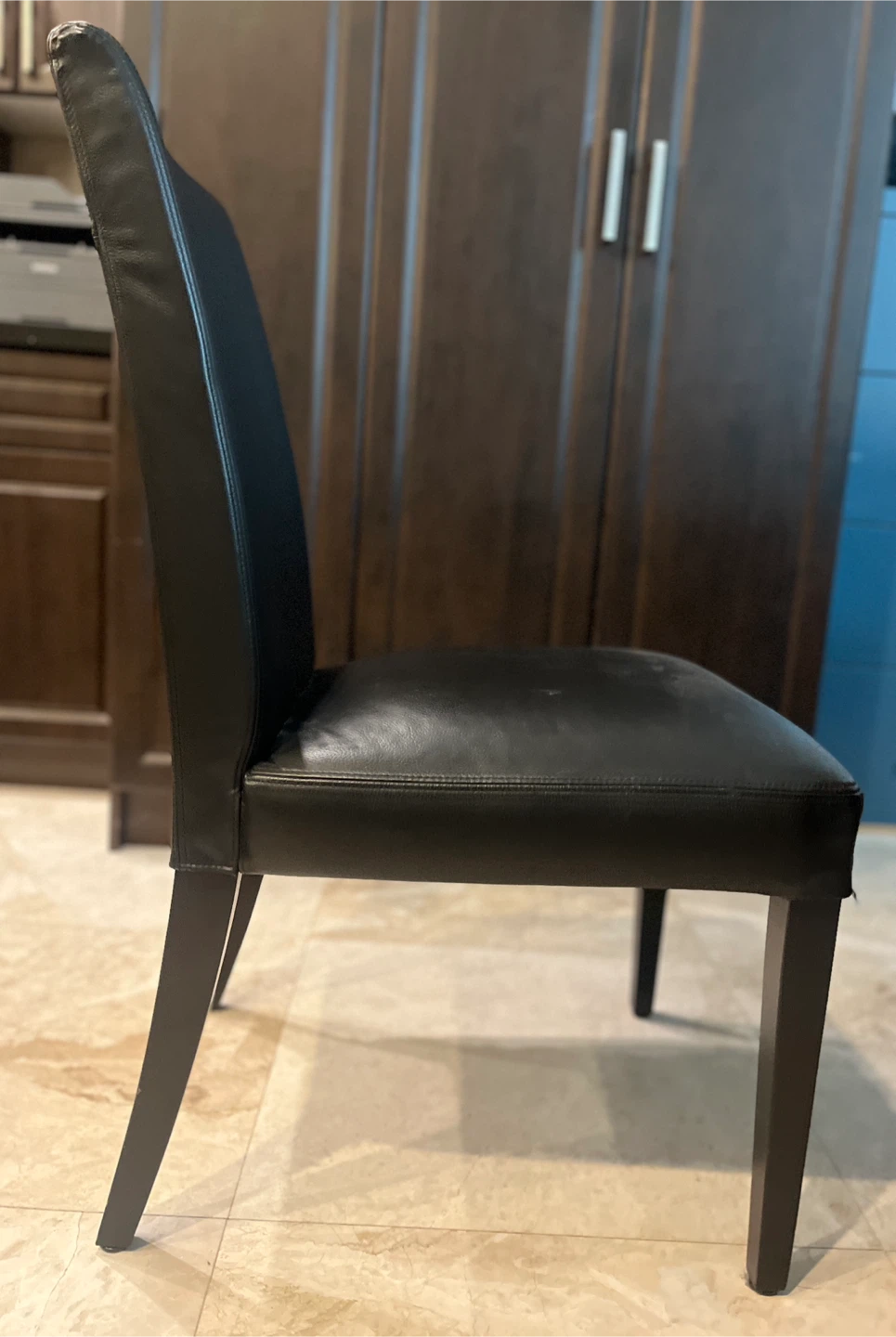 8 Black Faux Leather Dining Chairs - photo 2