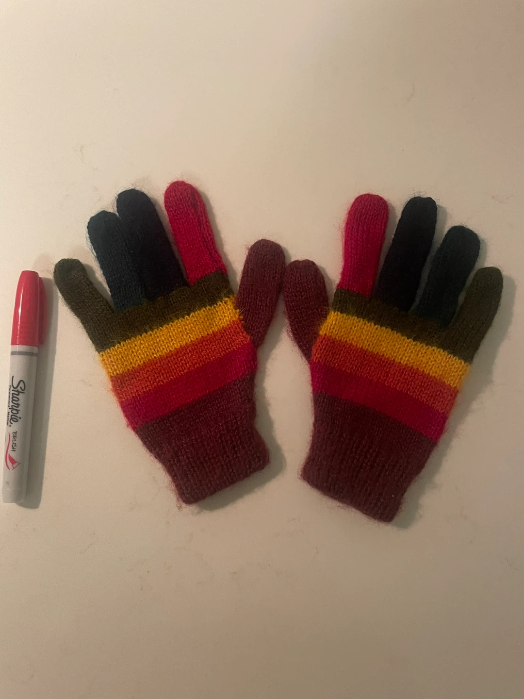 Kids Multi-Coloured Striped Knit Gloves