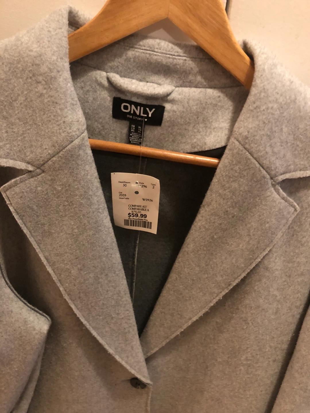 Ladies Soft Grey Wool Coat Size XL - photo 2