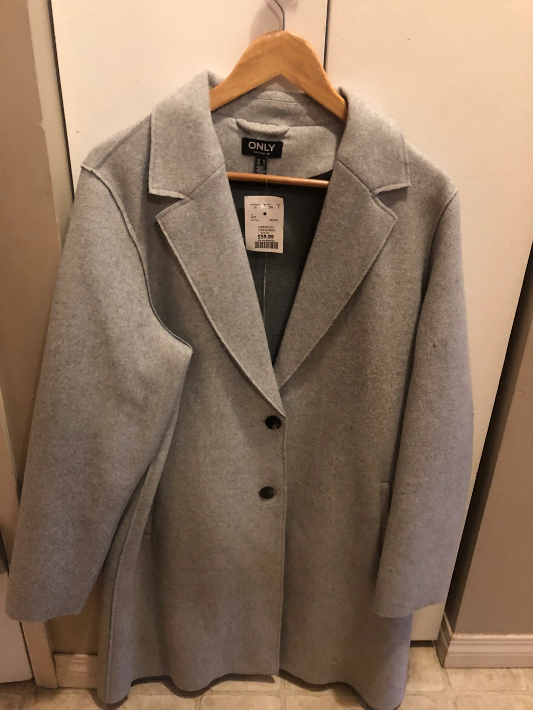 Ladies Soft Grey Wool Coat Size XL