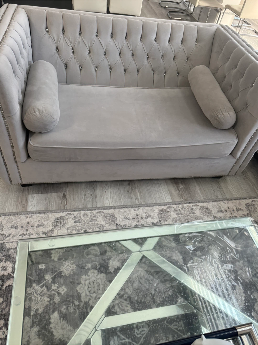 Grey Velvet Sofa and Armchair Set - photo 2