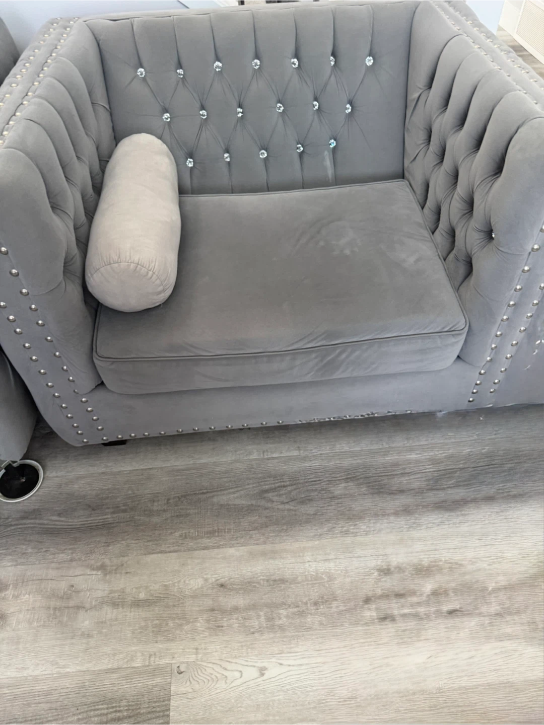 Grey Velvet Sofa and Armchair Set - photo 4