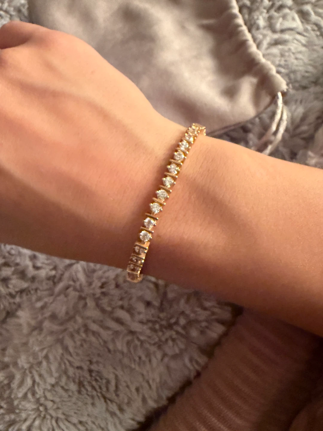 Sterling silver Gold-tone tennis bracelet cubic zirconia stones