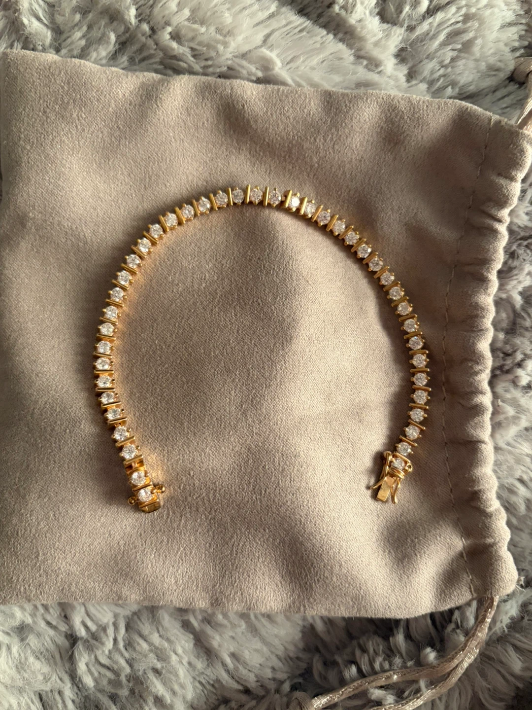Sterling silver Gold-tone tennis bracelet cubic zirconia stones - photo 2