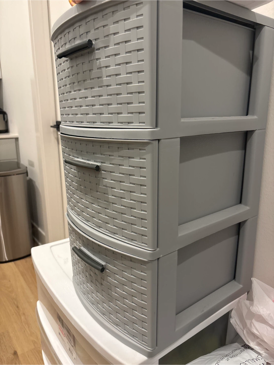 3-Drawer Wicker-Style Plastic Storage Unit