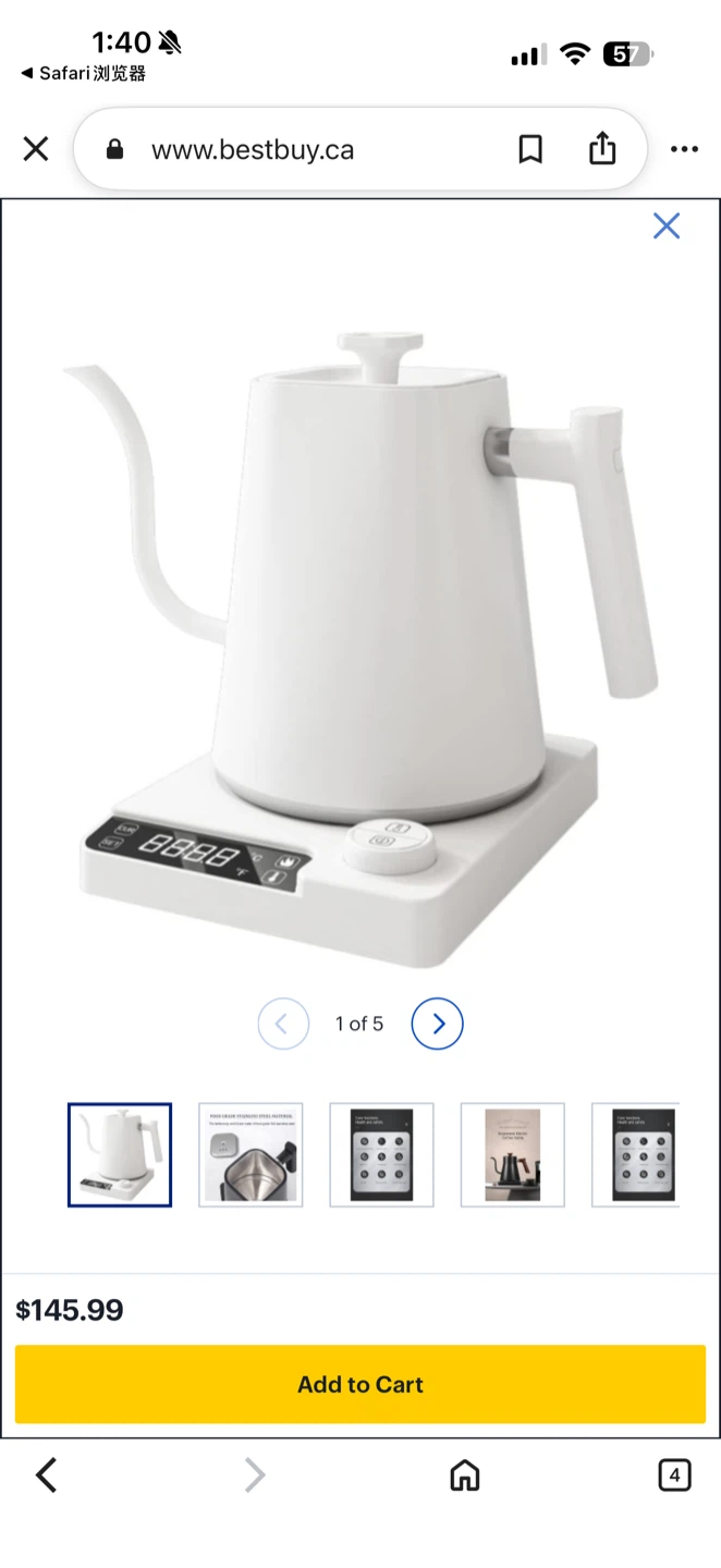 White Electric Gooseneck Kettle KT90 Pro