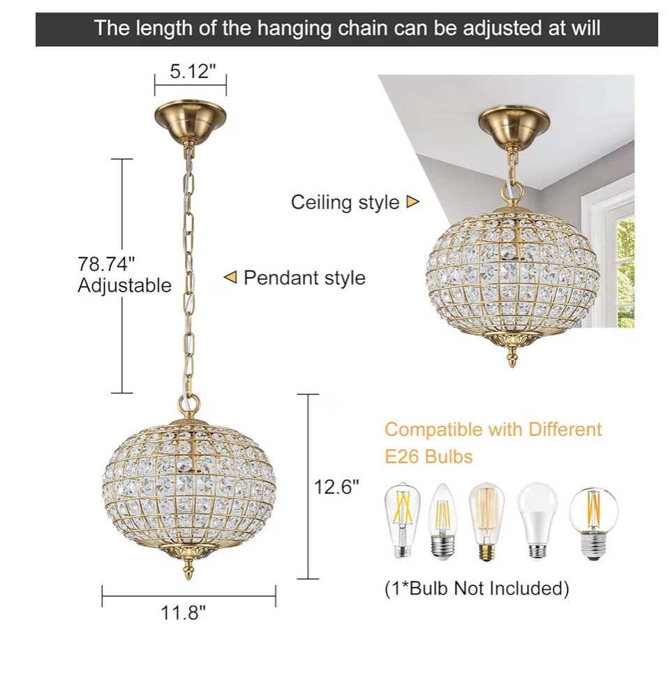Crystal Globe Pendant Light Chandelier - photo 3