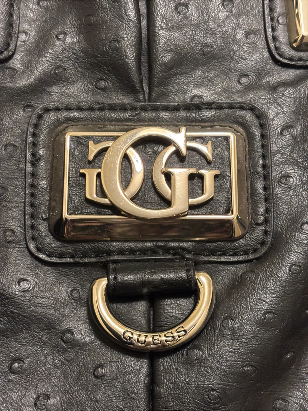 Guess Black Ostrich-Effect Satchel - photo 2