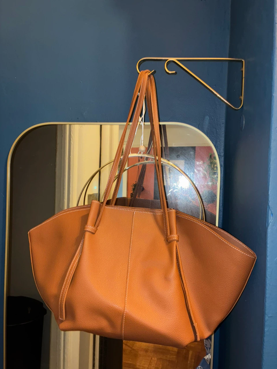 Tan Faux Leather Tote Bag - photo 2