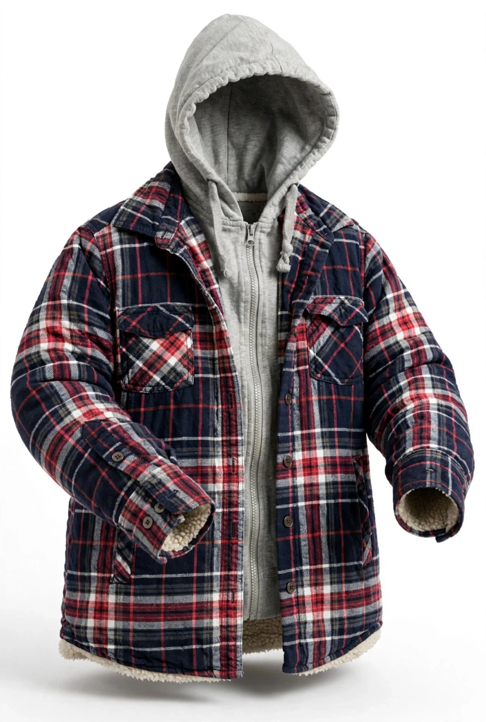 Natural Reflections Plaid Flannel Hooded Jacket