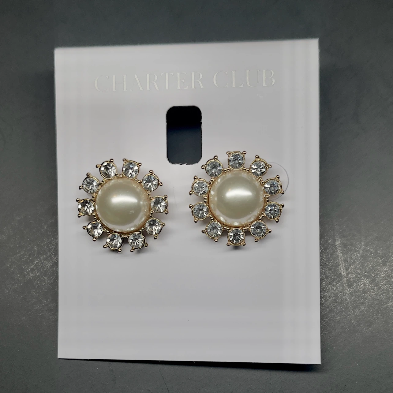 Charter Club Pearl and Rhinestone Earrings