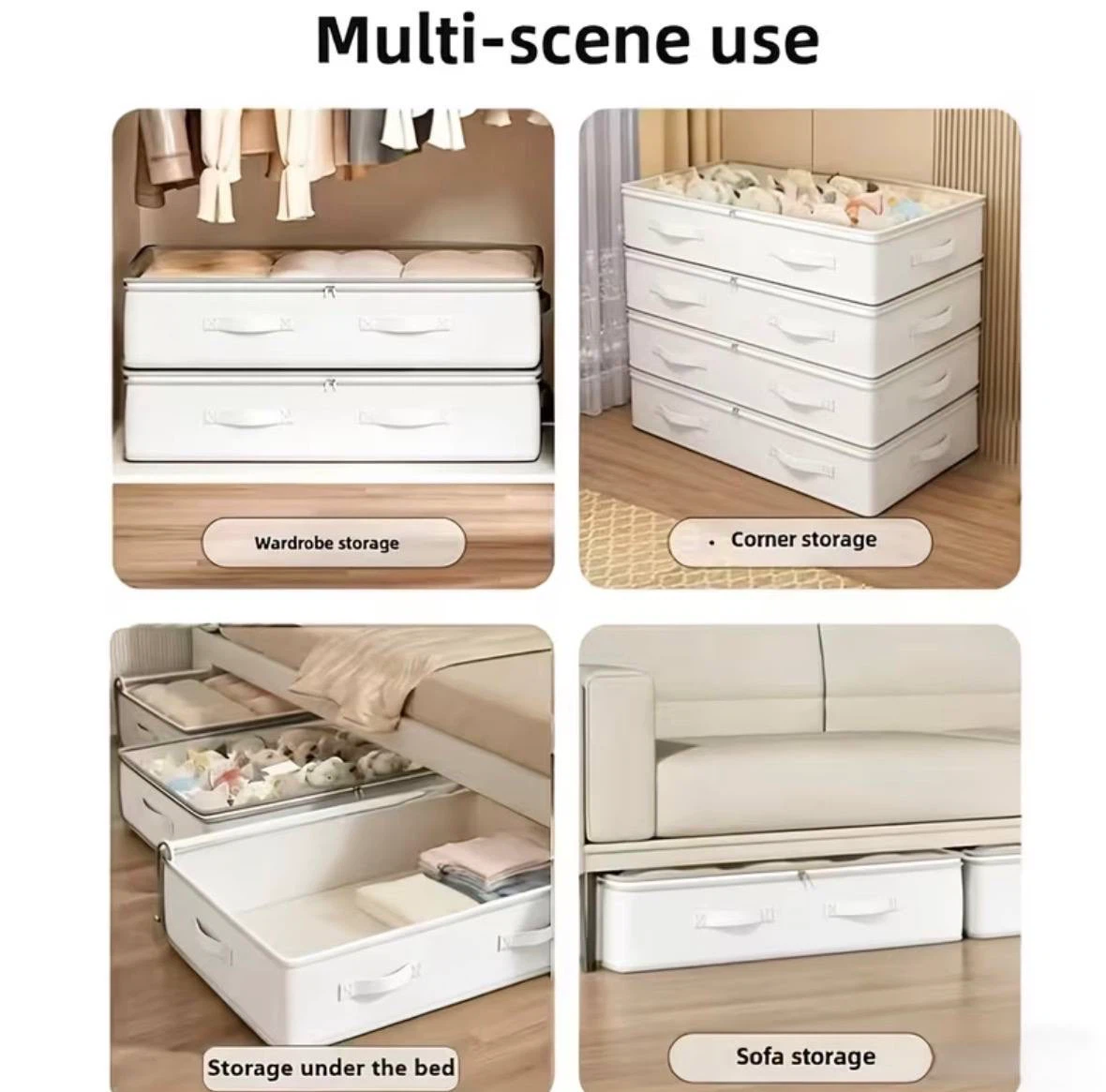 Under-Bed Storage Bins, Set of 3 (XL, White) - photo 4