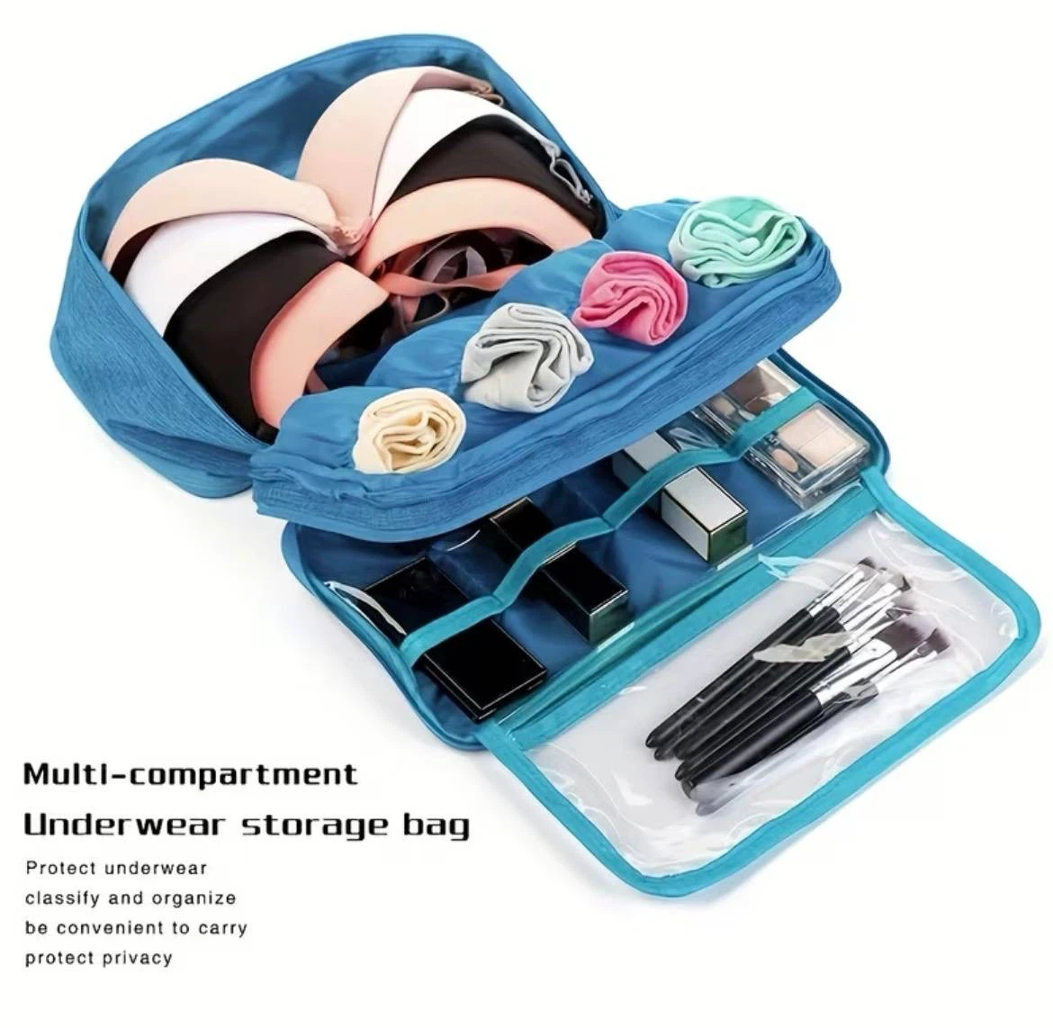 Blue Travel Organizer Bag for Bras, Underwear & Socks - photo 3