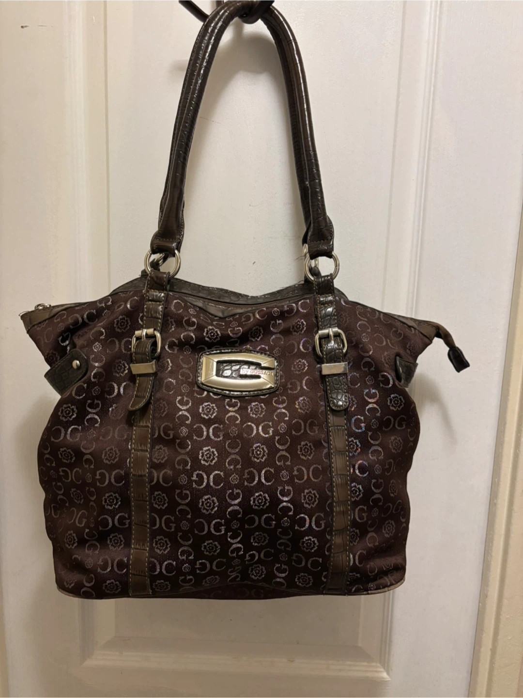 G by Gussaci Brown Patterned Tote Bag