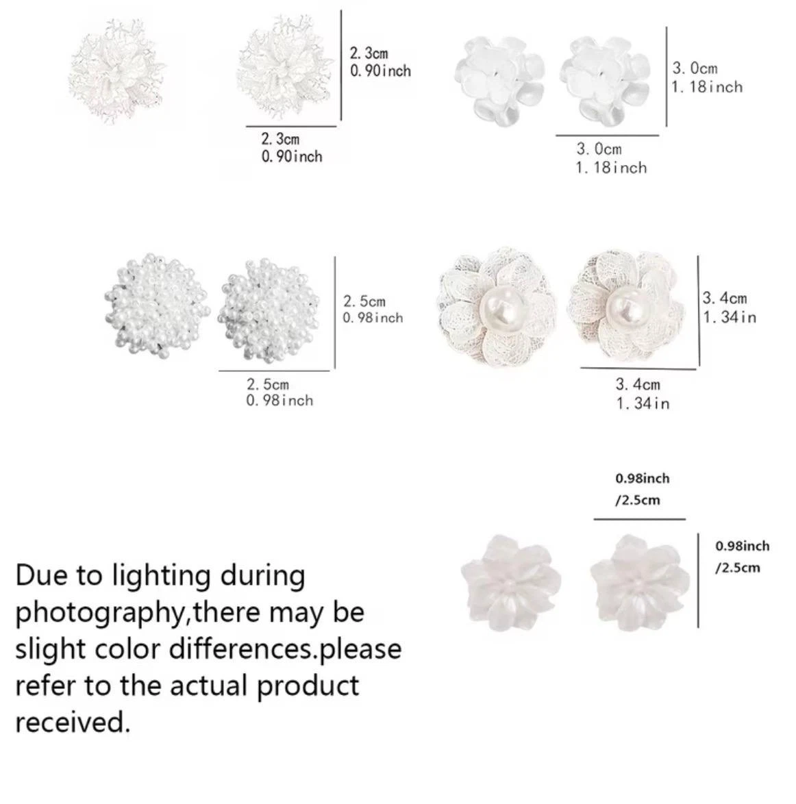 Set of 5 White Flower Earrings - photo 5