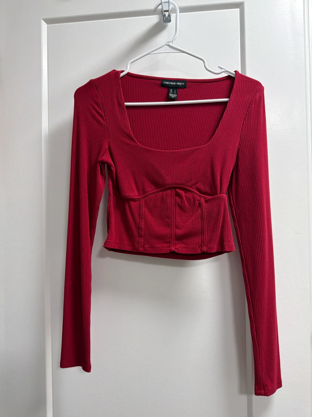 Streetwear Society Red Ribbed Long Sleeve Top - photo 2