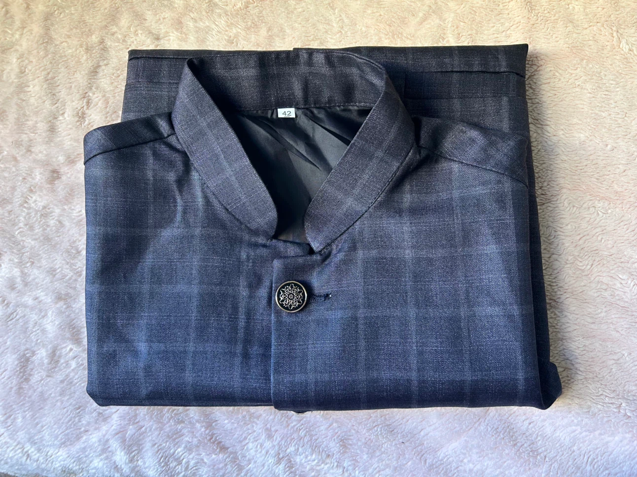 Mens Checkered Nehru Vest, Size 42