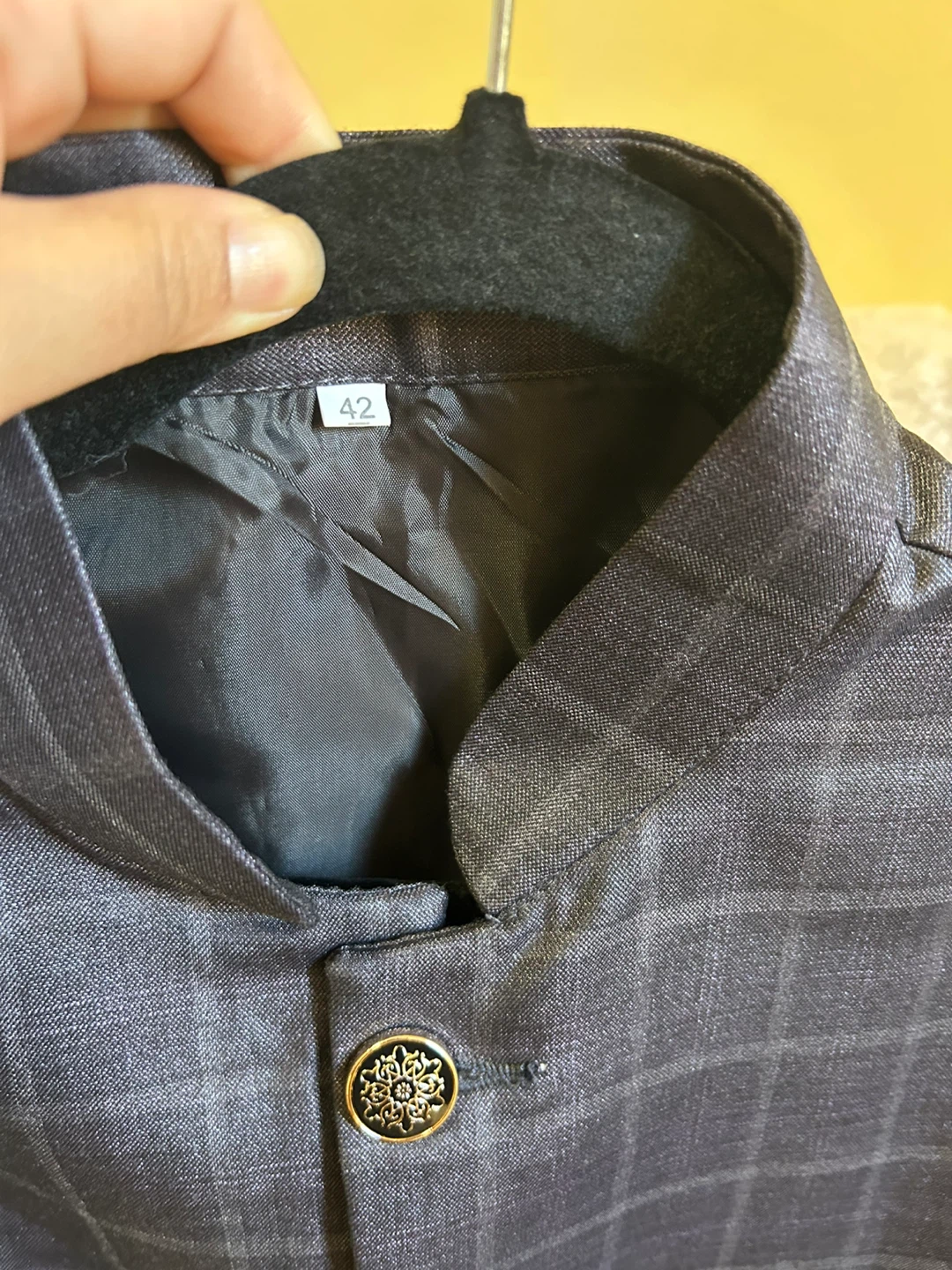 Mens Checkered Nehru Vest, Size 42 - photo 4