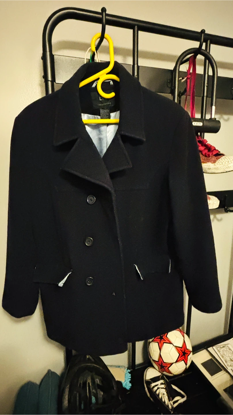 Liz Claiborne Navy Wool Blend Pea Coat