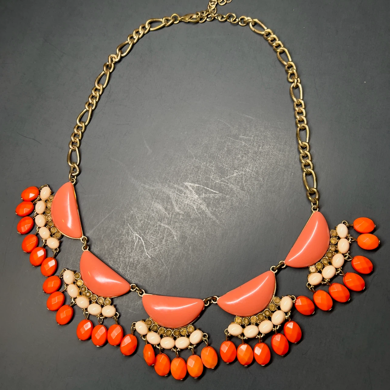 Orange and Cream Statement Necklace