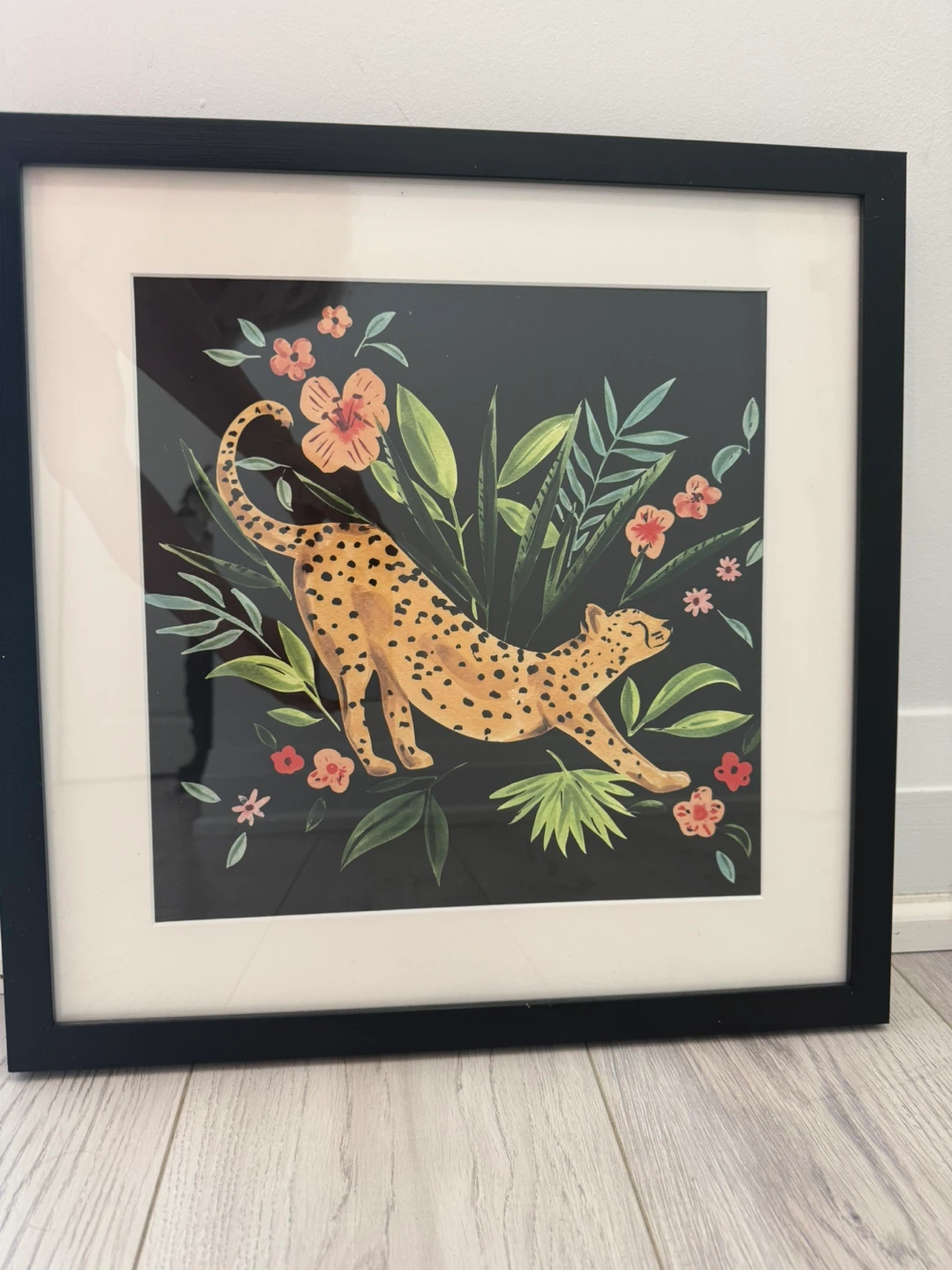 Framed Leopard Floral Art Print