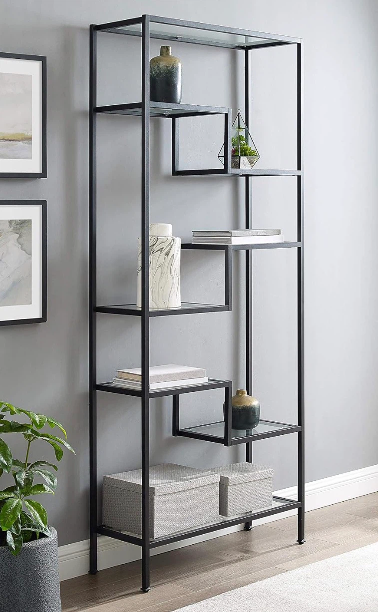 Modern Metal and Glass Geometric Bookshelf