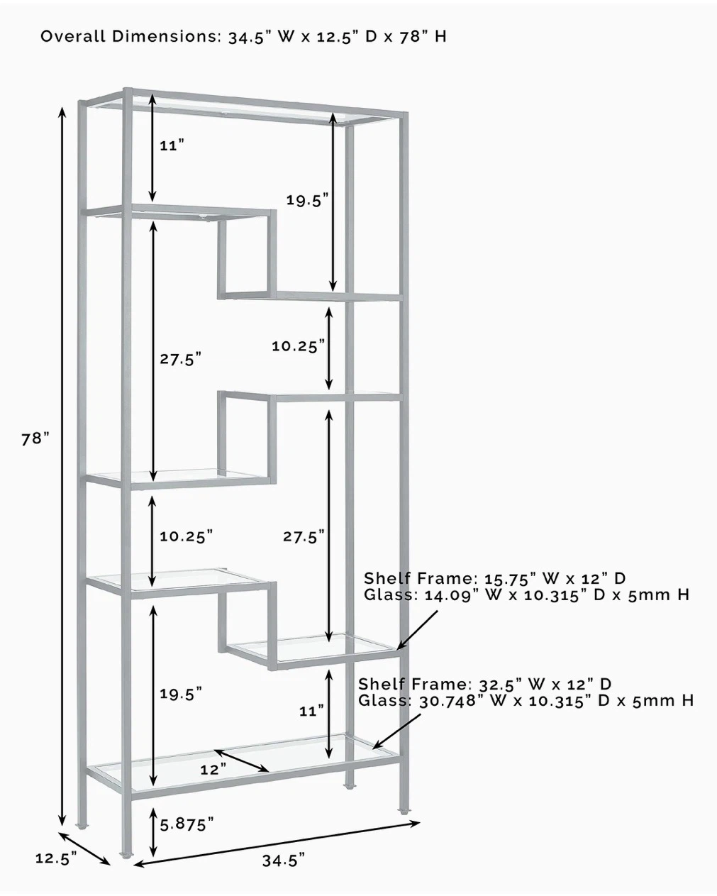 Modern Metal and Glass Geometric Bookshelf - photo 3