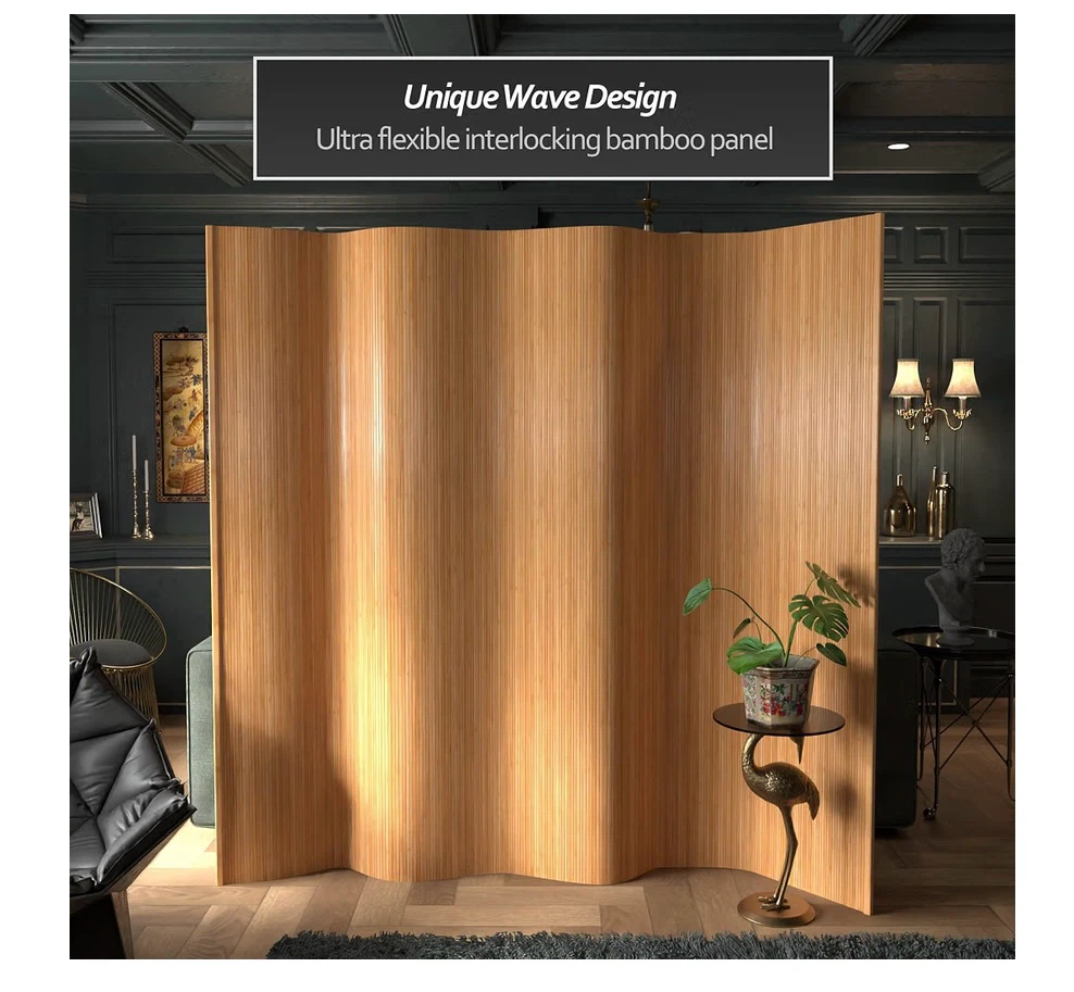 Red Lantern 7 Ft. Bamboo Wave Room Divider