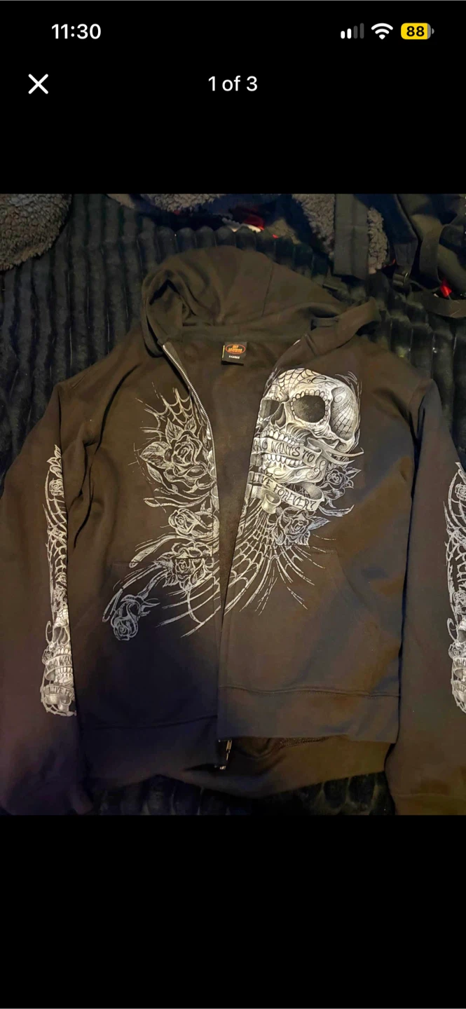 Skull Graphic Full-Zip Hoodie - photo 2