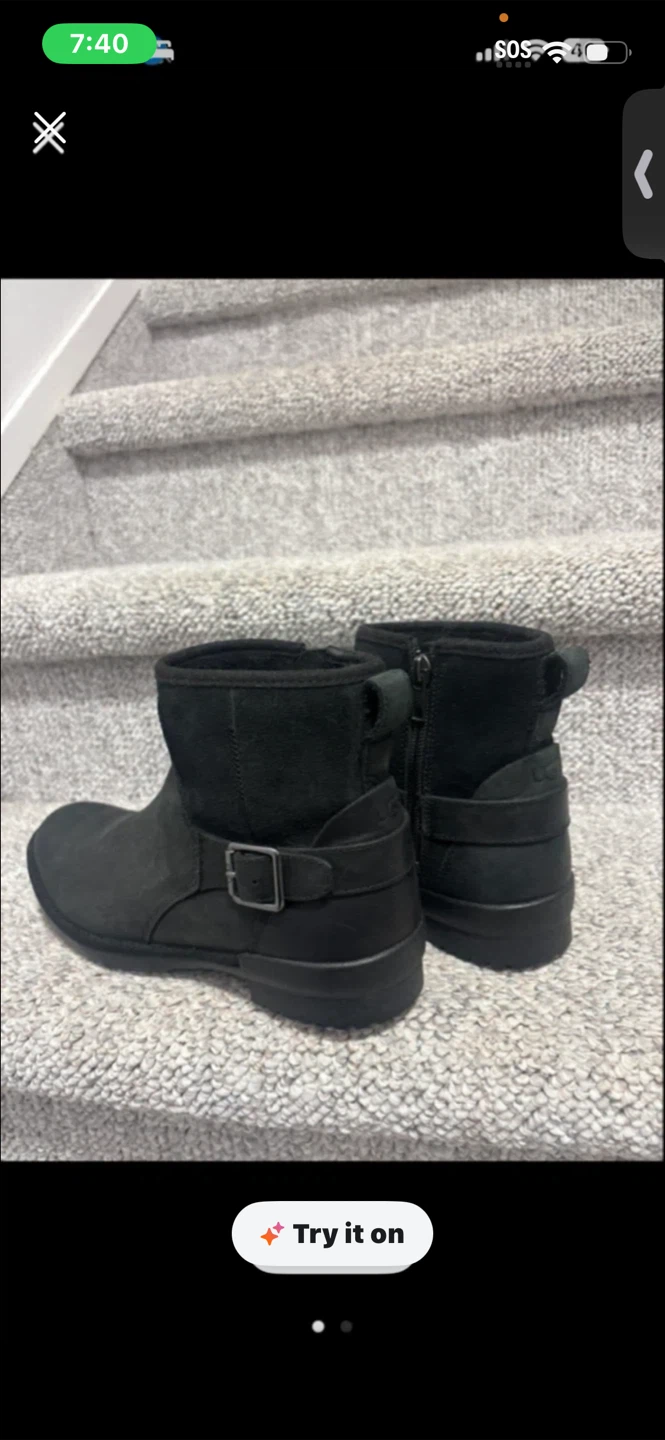 UGG Black Buckle Ankle Boots
