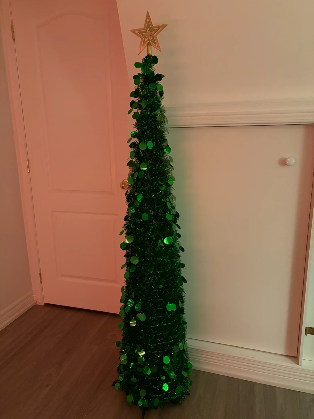 Green Tinsel Pop-Up Christmas Tree with Star