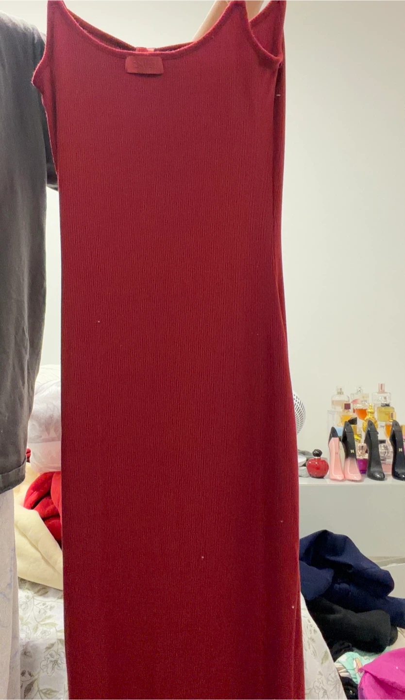 SKIMS Red Ribbed Dress