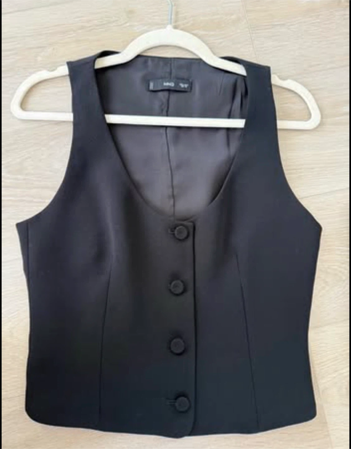 Mango Black Button-Down Vest