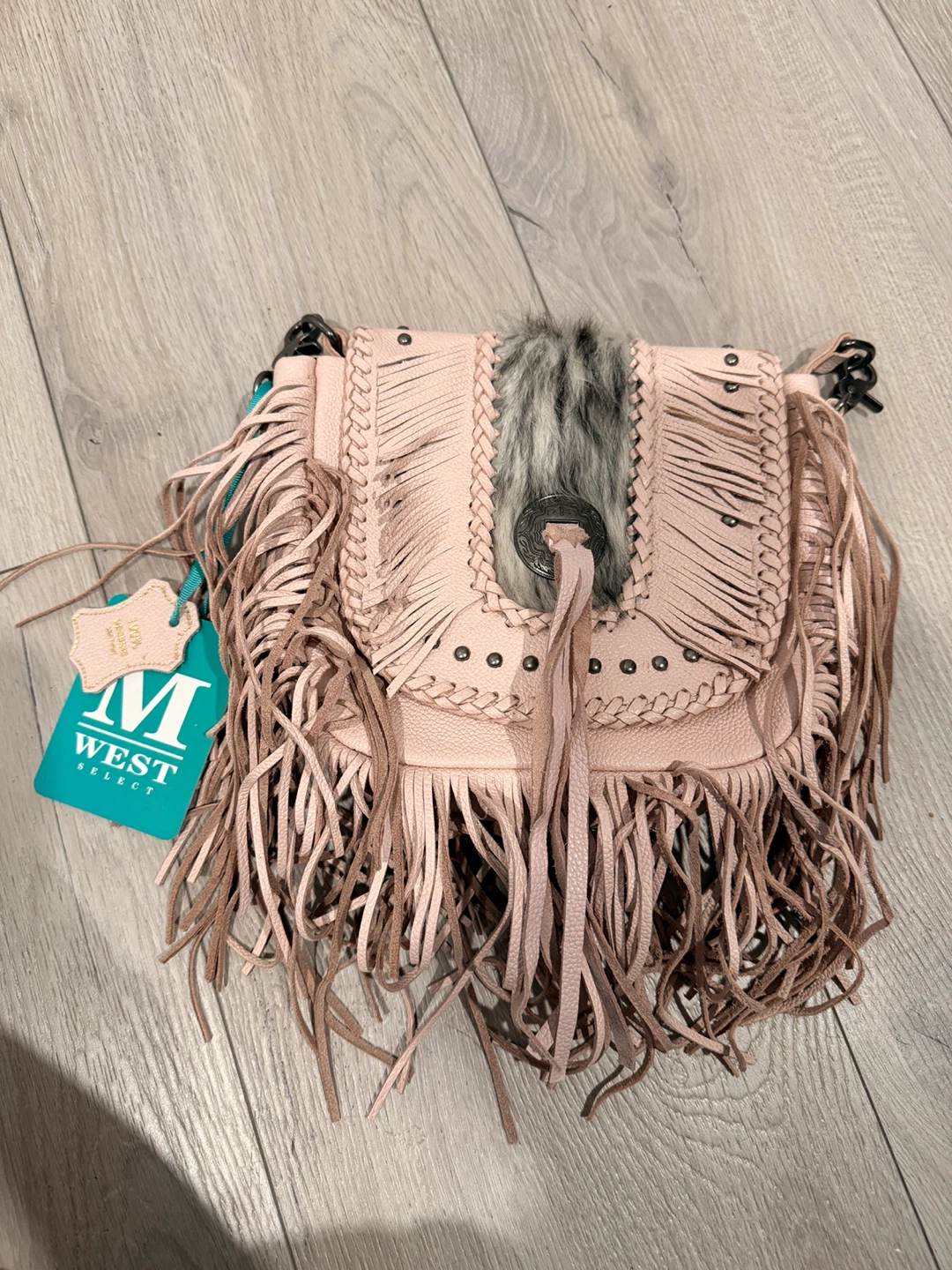 Montana West Pink Leather Fringe Crossbody Bag