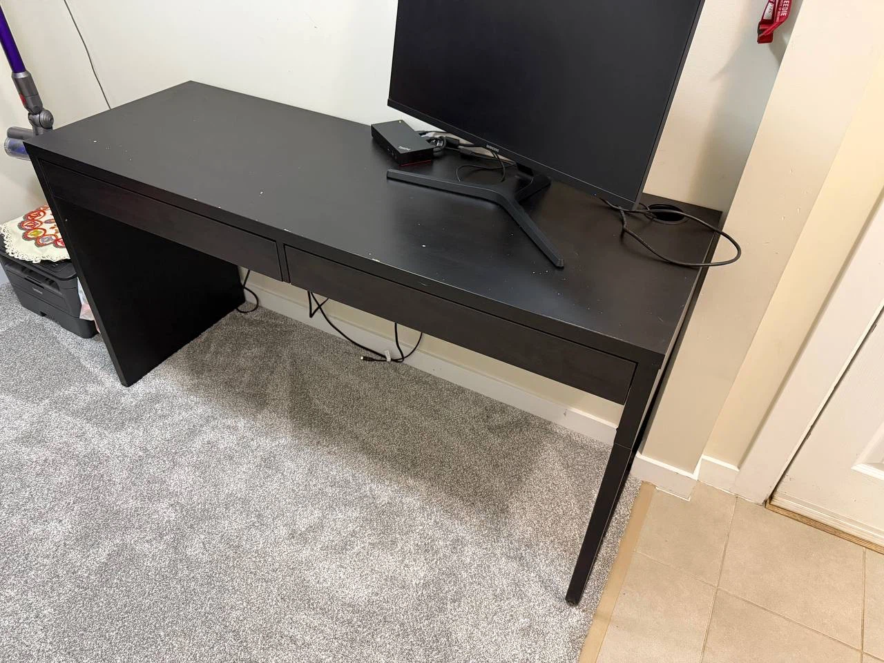 Black Office Desk and Chair Set – $130