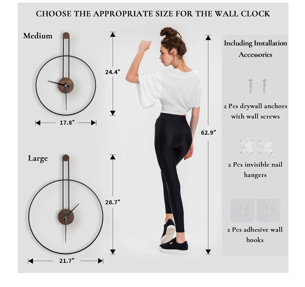 Cuspin 30 Inch Large Wall Clock, Modern Black - photo 2