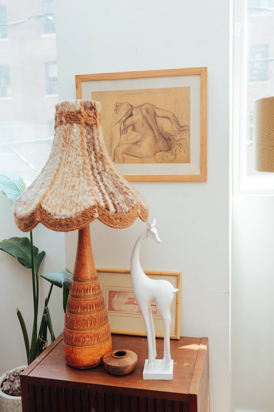 Vintage White Sculptural Deer Statue