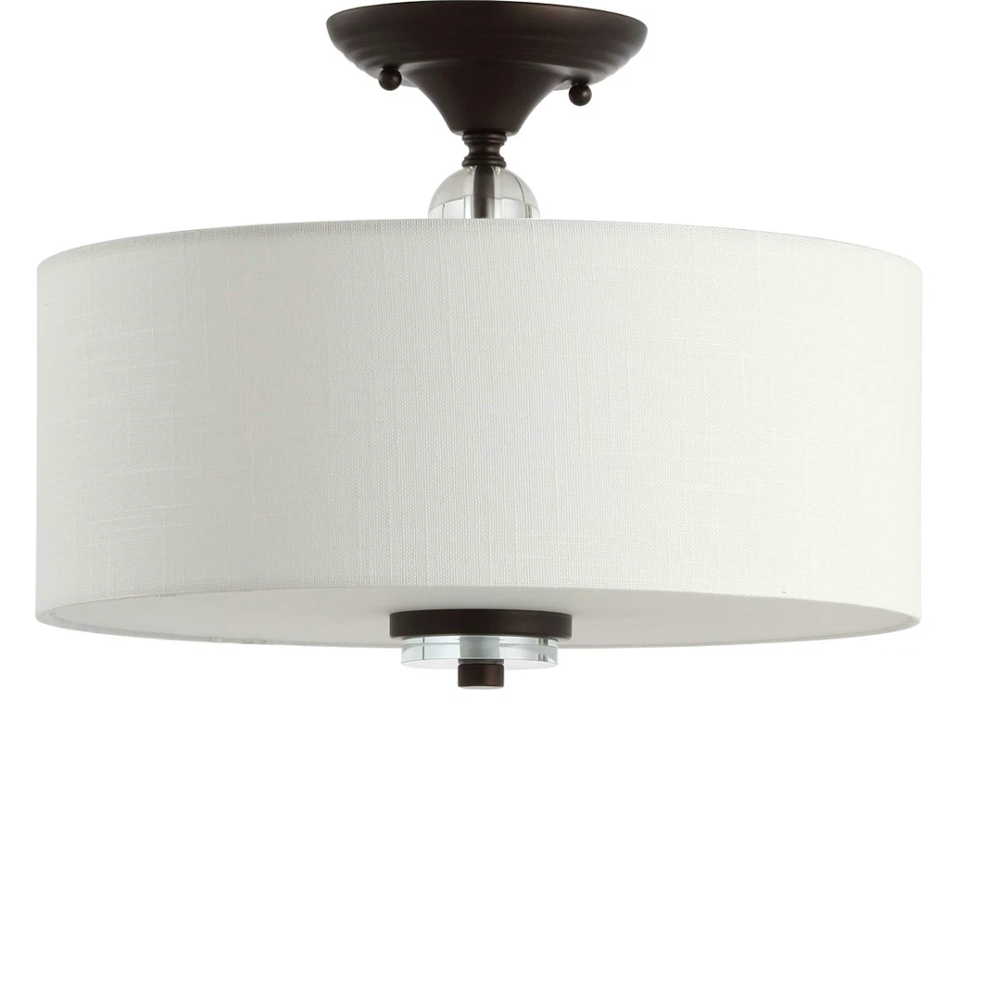Semi-Flush Mount Ceiling Light with Linen Shade