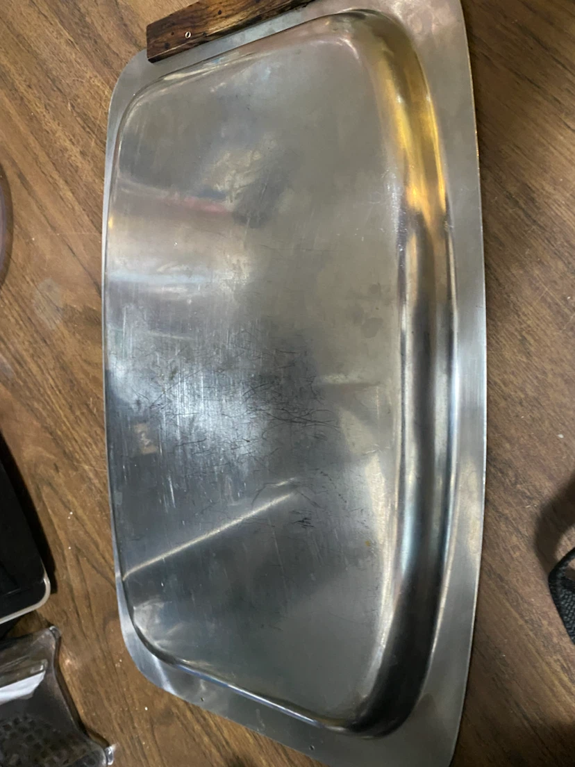 Stainless Steel Serving Tray with Wooden Handles - photo 4