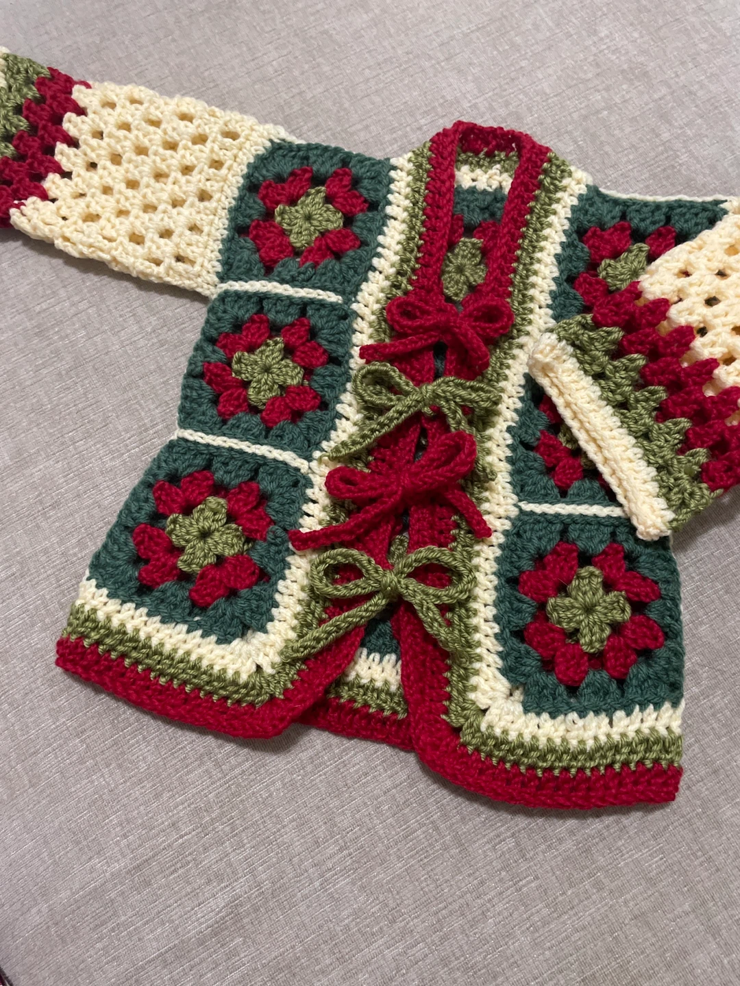 Handmade Crocheted Granny Square Baby Cardigan