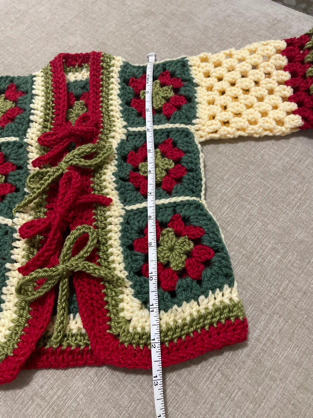 Handmade Crocheted Granny Square Baby Cardigan - photo 4
