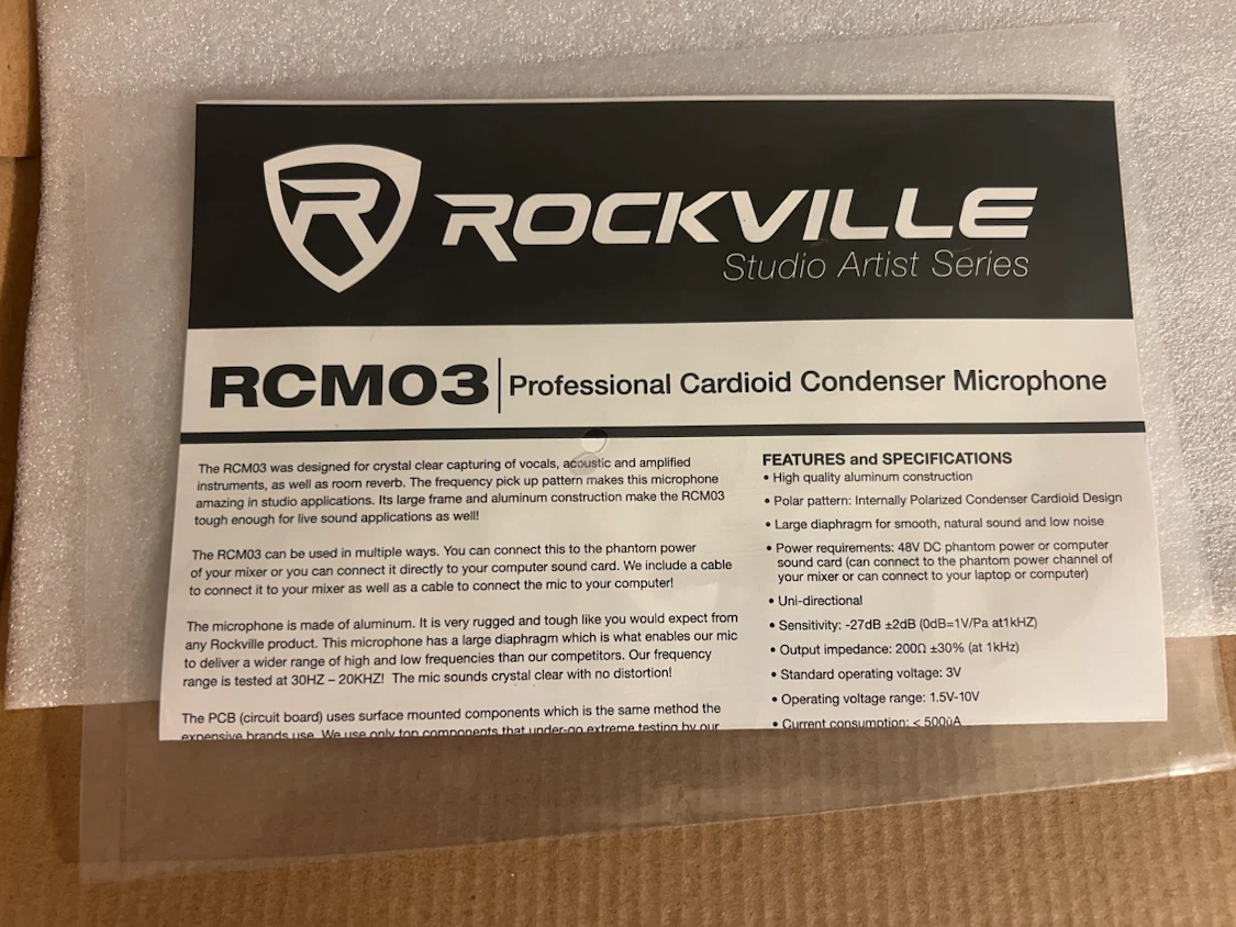 Rockville RCM03 Professional Condenser Microphone - photo 5