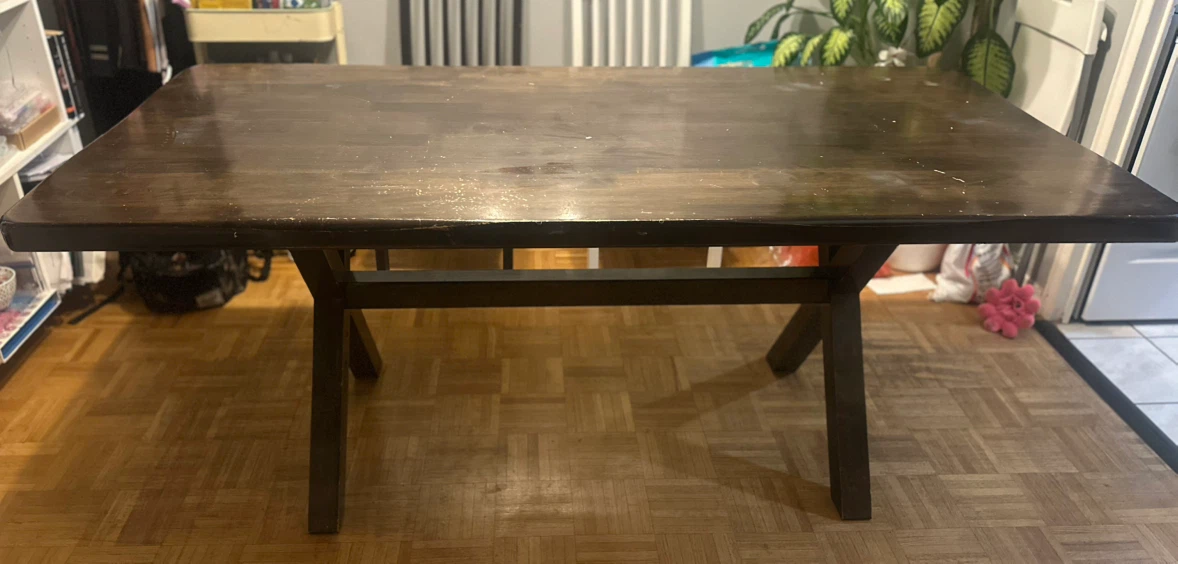 Dark Brown Wooden Dining Table