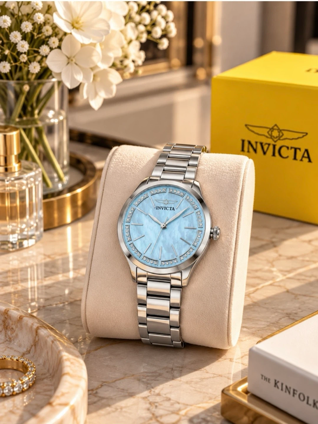 Invicta Celestial Lady Blue Crystal Dial Watch 33mm NEW