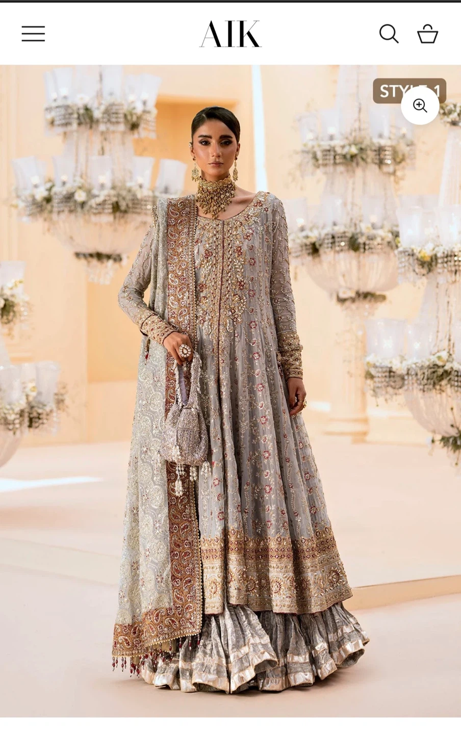 AIK Atelier Women's Grey Embroidered Formal Outfit