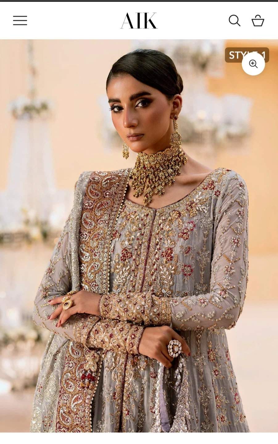 AIK Atelier Women's Grey Embroidered Formal Outfit - photo 3